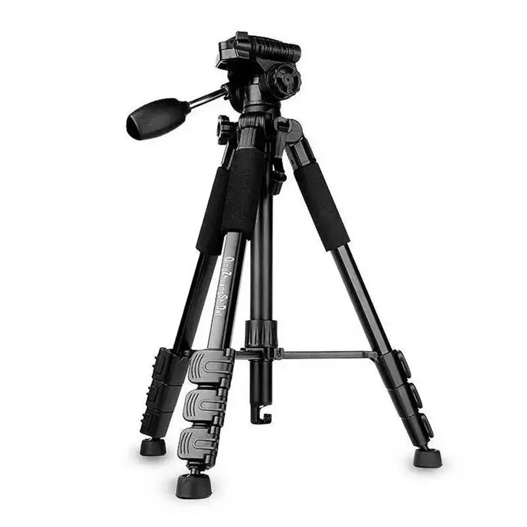 QZSD Q111 Trépied de sol pour appareil photo reflex Aluminium Alliage + ABS Téléscopique Streaming Live Photographie Trépied