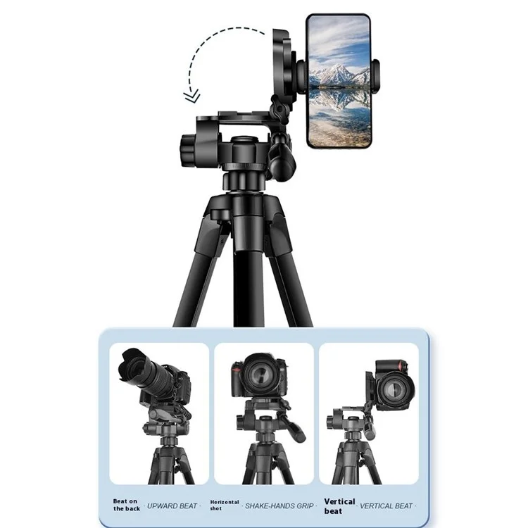 QZSD Q1730 Treppiede Telescopico da 173cm per Fotocamera SLR e Telefono Live Streaming, Supporto da Terra per Fotografia