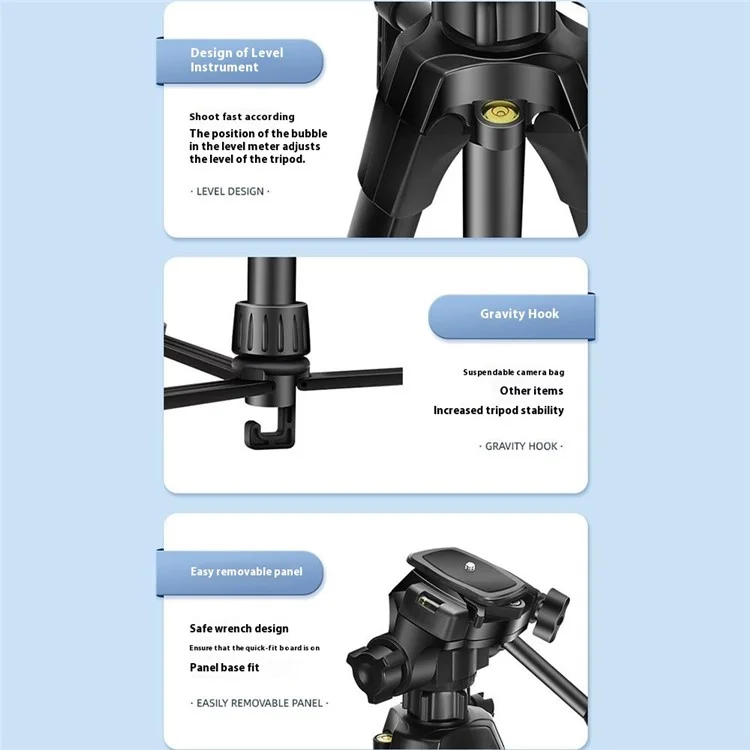 QZSD Q1730 Treppiede Telescopico da 173cm per Fotocamera SLR e Telefono Live Streaming, Supporto da Terra per Fotografia