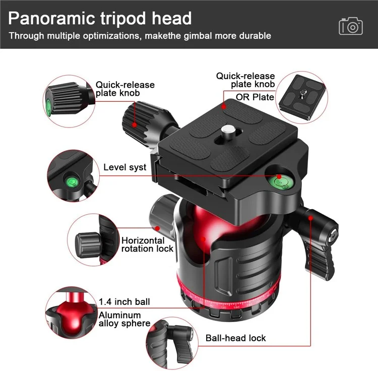 Zomei Q173 Tripod Tripod 4-Section Rétractable Trépied Multi-fonction Micro SLR Phone Mobile Streaming Live Streaming