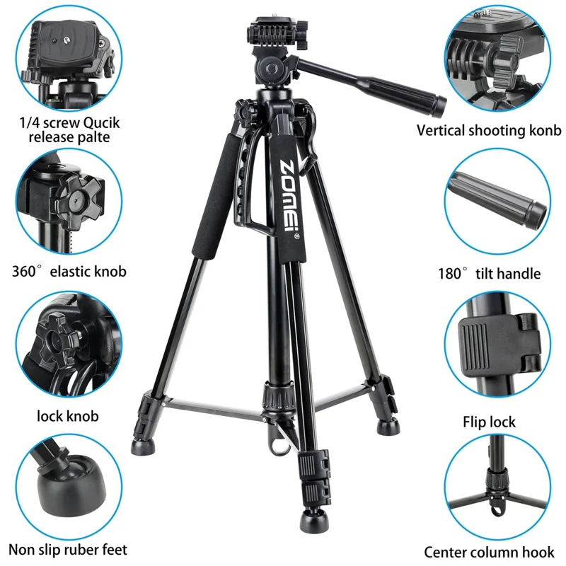 ZOMEI 1200 SLR Camera Telefoon Vloerstatief Uitschuifbaar Live Streamen Fotografie Statief