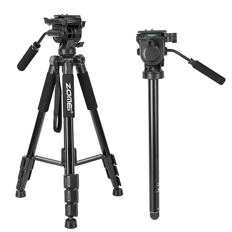 ZOMEI Q310 Photo Tripod Fluid Head Sproacket 4 Section Gran Tamaño de Cámara Móvil Alta Tamaño de Carga Universal, Negro