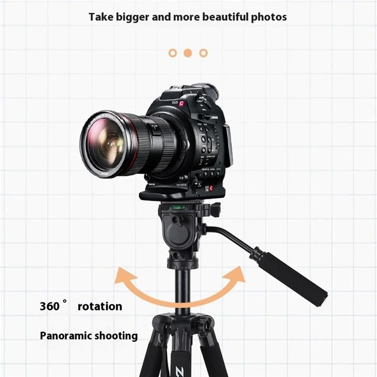 ZOMEI Q310 Photo Tripod Fluid Head Sproacket 4 Section Gran Tamaño de Cámara Móvil Alta Tamaño de Carga Universal, Negro