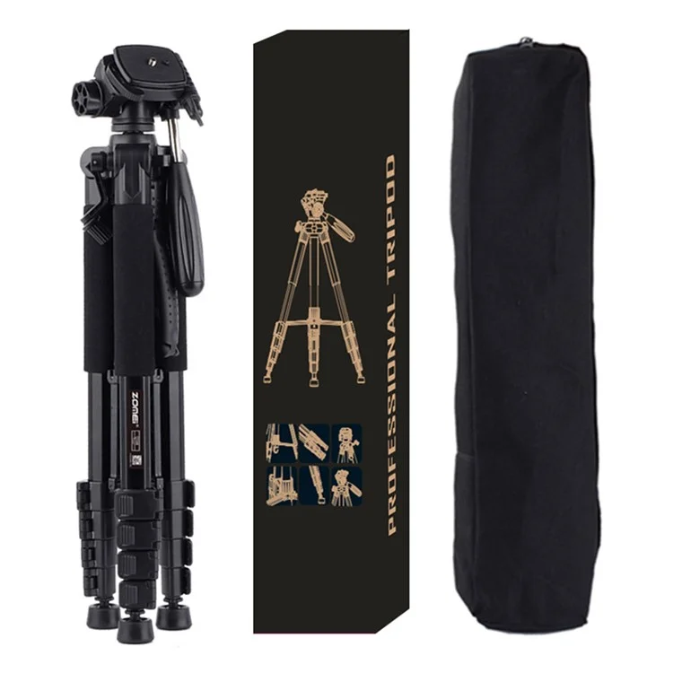 ZOMEI Q188 Camera Trípode SLR Camera Stand Teléfono Móvil Soporte de Transmisión en Vivo Proyector de Relleno de Luz - Negro