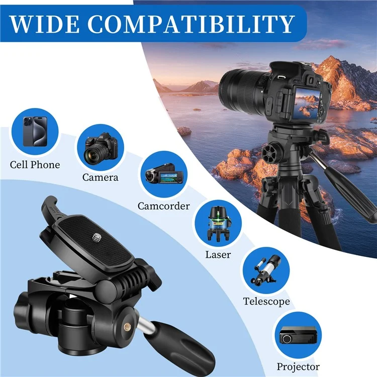 ZOMEI Q188 Camera Trípode SLR Camera Stand Teléfono Móvil Soporte de Transmisión en Vivo Proyector de Relleno de Luz - Negro