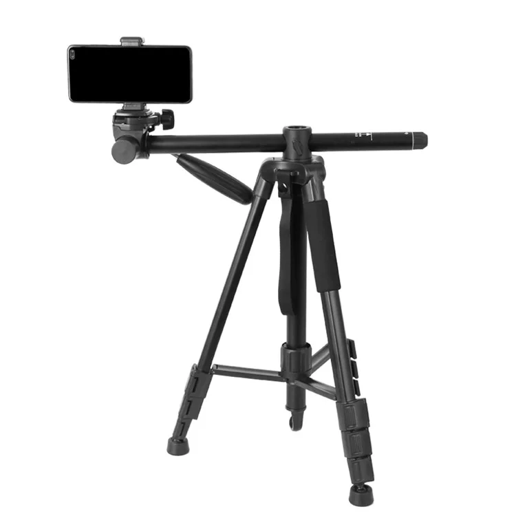 ZOMEI M1 Tripod Camera Bracket Center Axis Horizontal Mobile Phone Live Streaming Stand 4-Section Telescopic Stand, Black