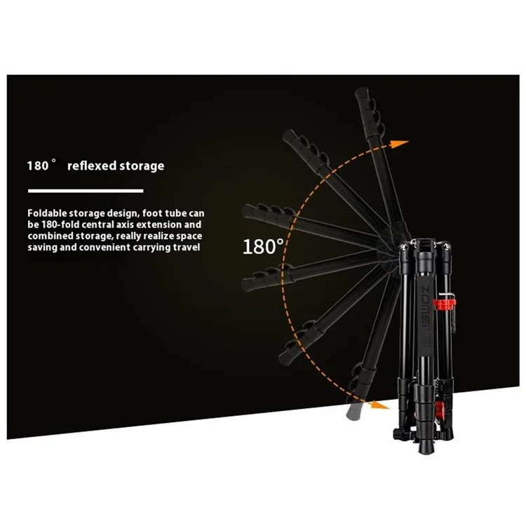 ZOMEI M5 Photo Camera Lightweight Travel Aluminum Tripod Monopod Compact Portable Photo 4-Section Tripod Stand, Black