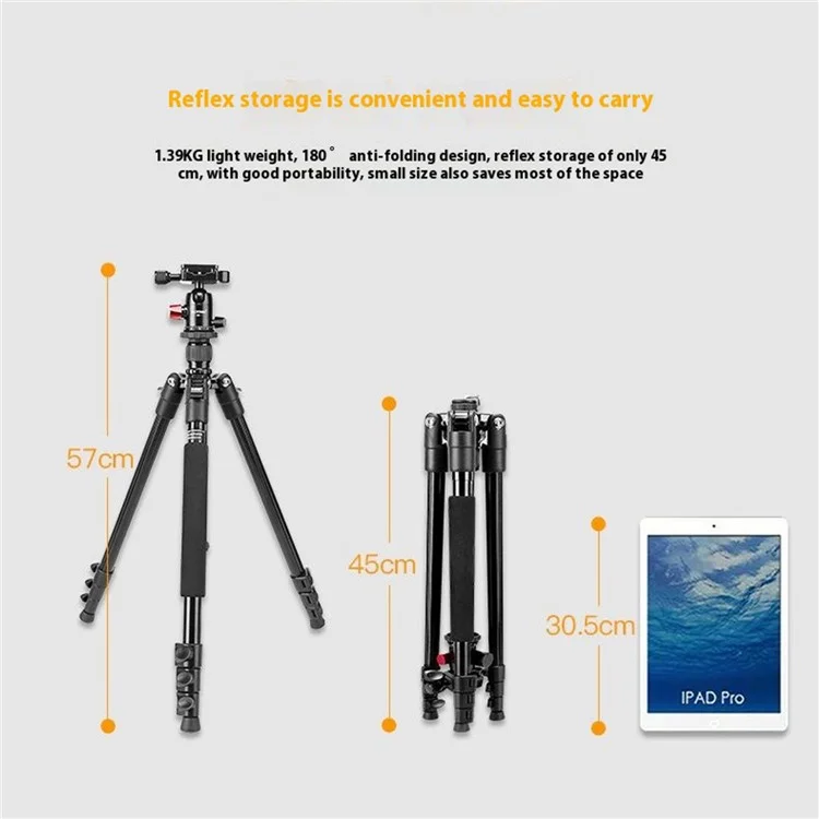 ZOMEI M6 Camera Tripod Mobile Phone Live Broadcast Bracket Aluminum Alloy 4-Section Tripod Stand