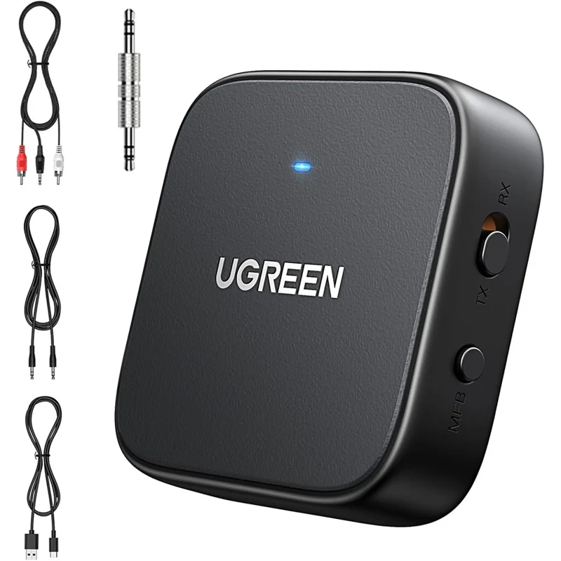 UGREEN 35223 2-in-1 Bluetooth-compatible 5.2 Transmitter Receiver TV Car Headphones 3.5mm Aux Audio Adapter