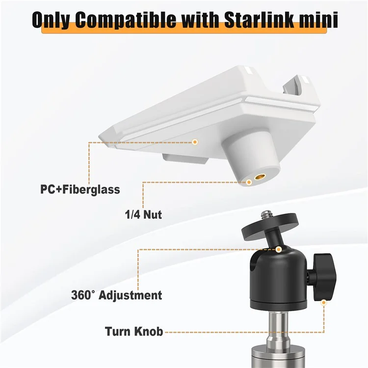 Stativ-Ständer für Starlink Mini 1 / 4-Zoll-Schraubenadapter, Edelstahl, verstellbare Höhe, Montageset