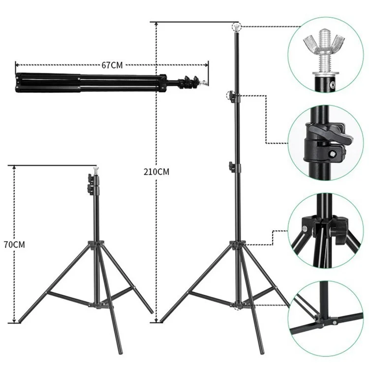 Suporte de metal para fundo de estúdio fotográfico de 2x3m, com tecido de fundo
