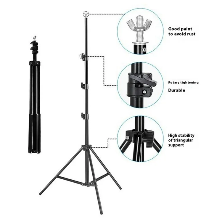 Suporte de pano de fundo para estúdio fotográfico de 2,6 x 3m, com tubo de metal e suporte para pano de fundo fotográfico