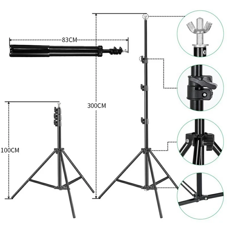 Supporto per sfondo fotografico in metallo da 3x3 m, treppiede per fondale fotografico
