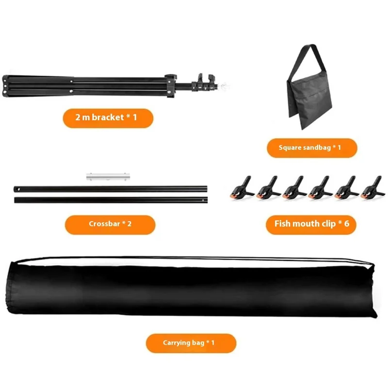 Kit de support de fond de type T de 2 x 1,5 m avec sac de sable carré pour studio de photographie / vidéographie