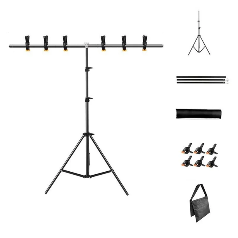 2 x 2m T-Type Stand Background Support Kit with Square Sandbag for Photography / Videography Studio