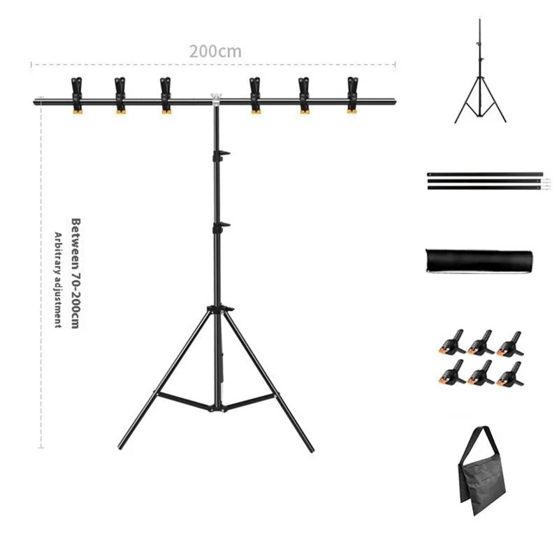 2 x 2m T-Type Stand Background Support Kit with Square Sandbag for Photography / Videography Studio
