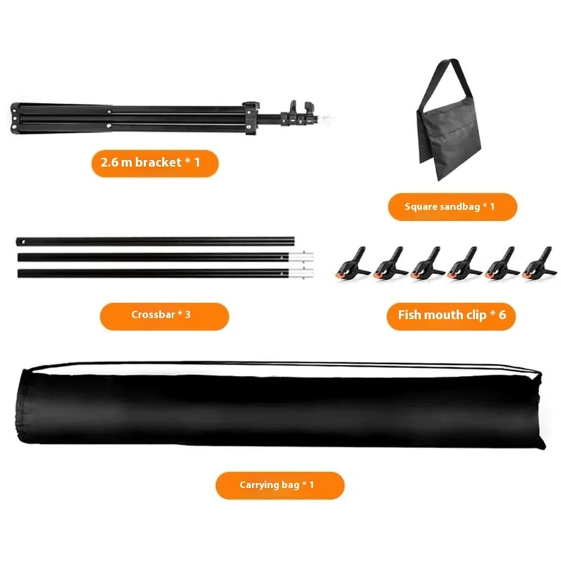 2.6 x 2m T-Type Stand Background Support Kit with Square Sandbag for Photography / Videography Studio