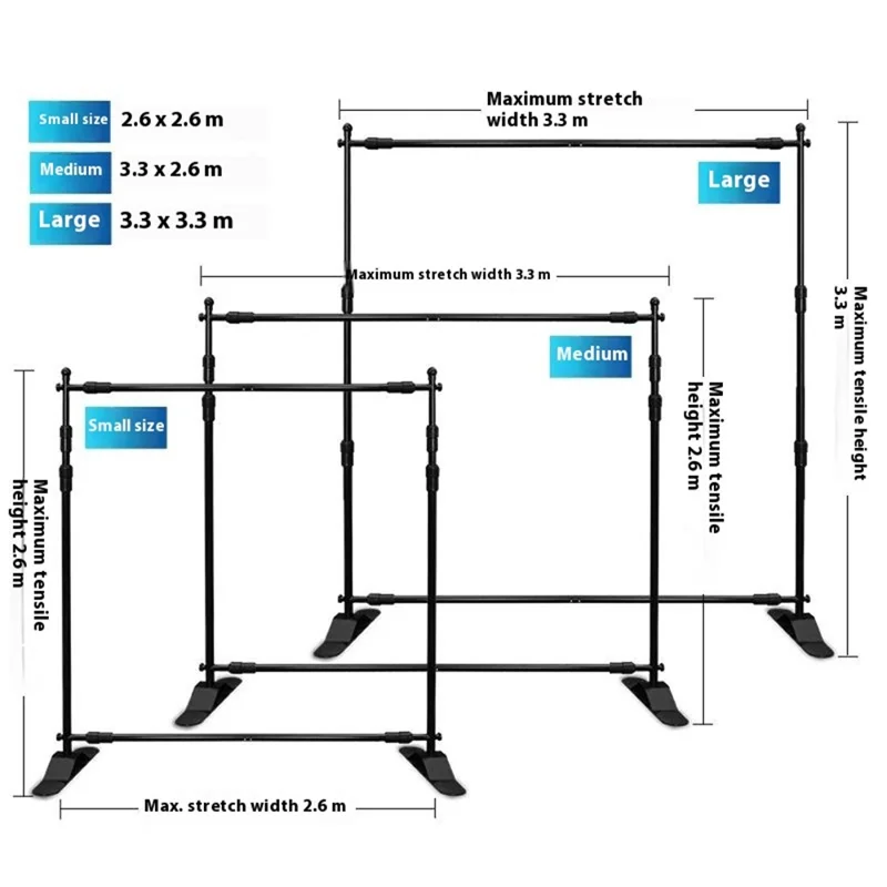 Draagbare Achtergrondstandaard 2,6 x 2,6 m Display Frame Posterstand Reclamebord Expositiepaneel