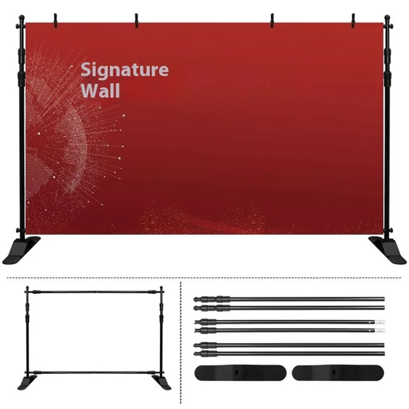 Portable Backdrop Stand 2.6 x 3.3m Display Frame Poster Stand Advertising Board Exhibition Panel