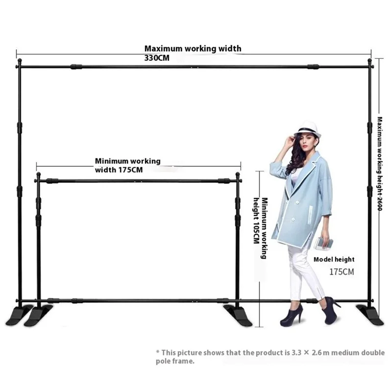 Portable Backdrop Stand 2.6 x 3.3m Display Frame Poster Stand Advertising Board Exhibition Panel