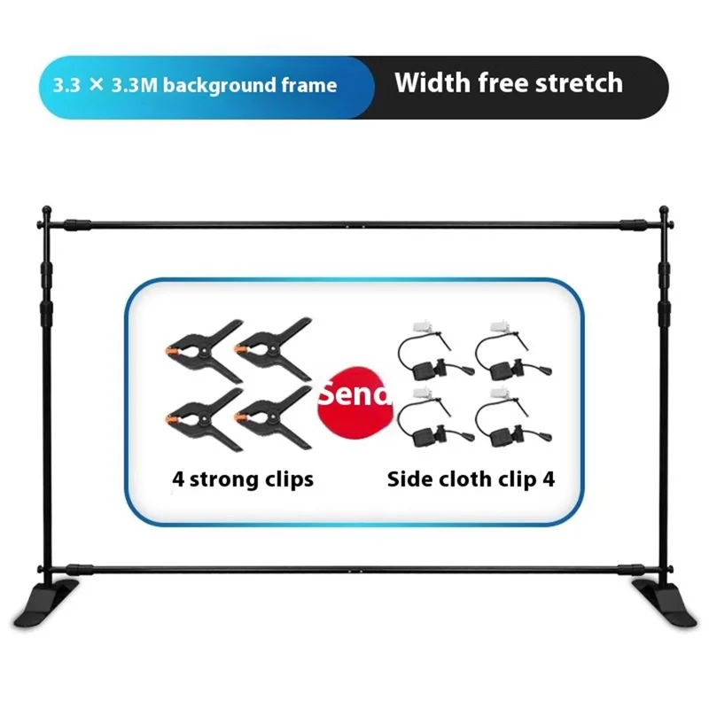 Portable Backdrop Stand 2.6 x 3.3m Display Frame Poster Stand Advertising Board Exhibition Panel