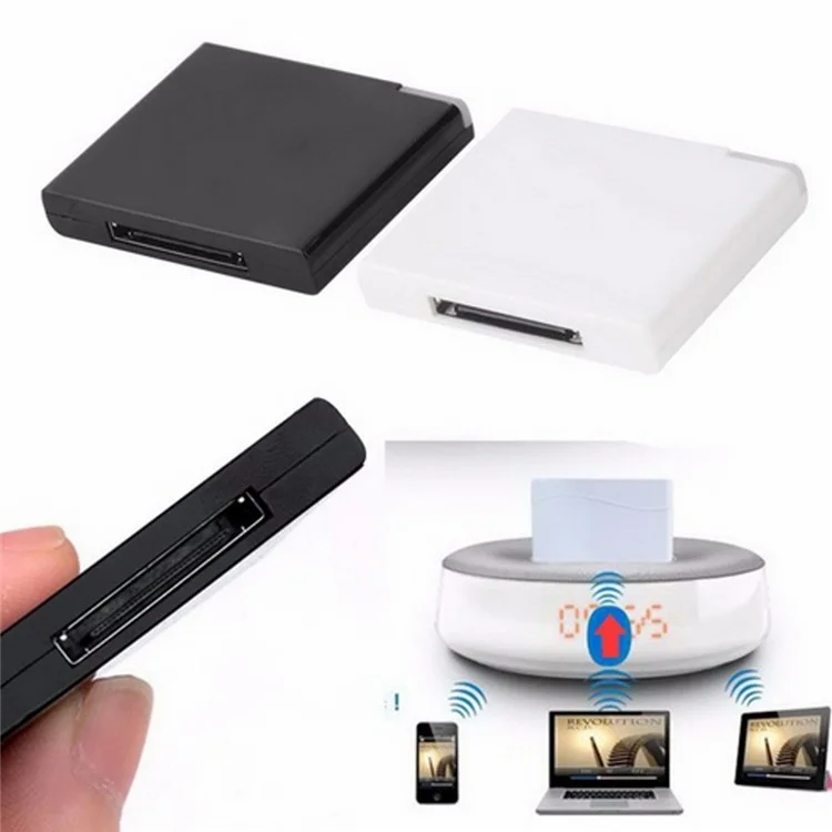 IP02 Ricevitore Audio Bluetooth Wireless con 30 Pin per iPhone / iPad Adattatore Musicale per Stazione di Aggancio - Bianco