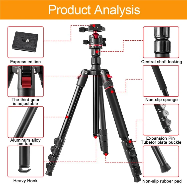ZOMEI Q200 Kamera-Stativ Fotografie-Ständer Umklappbar für Handy-Kamera Live-Streaming Halterung