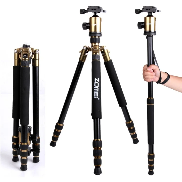 ZOMEI Z818 DSLR-Kamera Fotografie-Stativ 4-teilig Faltbar Leichtes Stativ aus Legierung - Gold