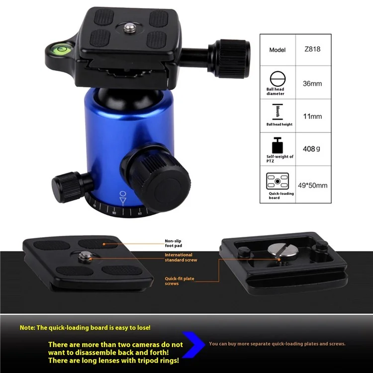 ZOMEI Z818 DSLR-Kamera Fotografie-Stativ 4-teilig Faltbar Leichtes Stativ aus Legierung - Gold