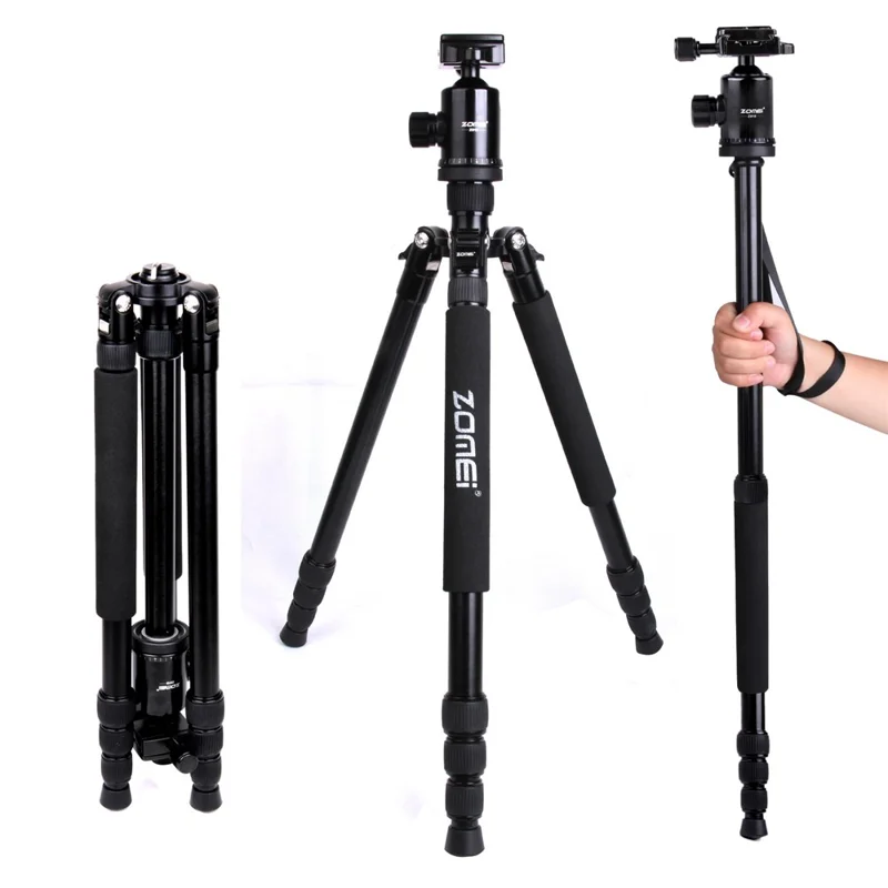 ZOMEI Z818 DSLR Camera Photography Tripod 4-Section Foldable Lightweight Alloy Stand - Black