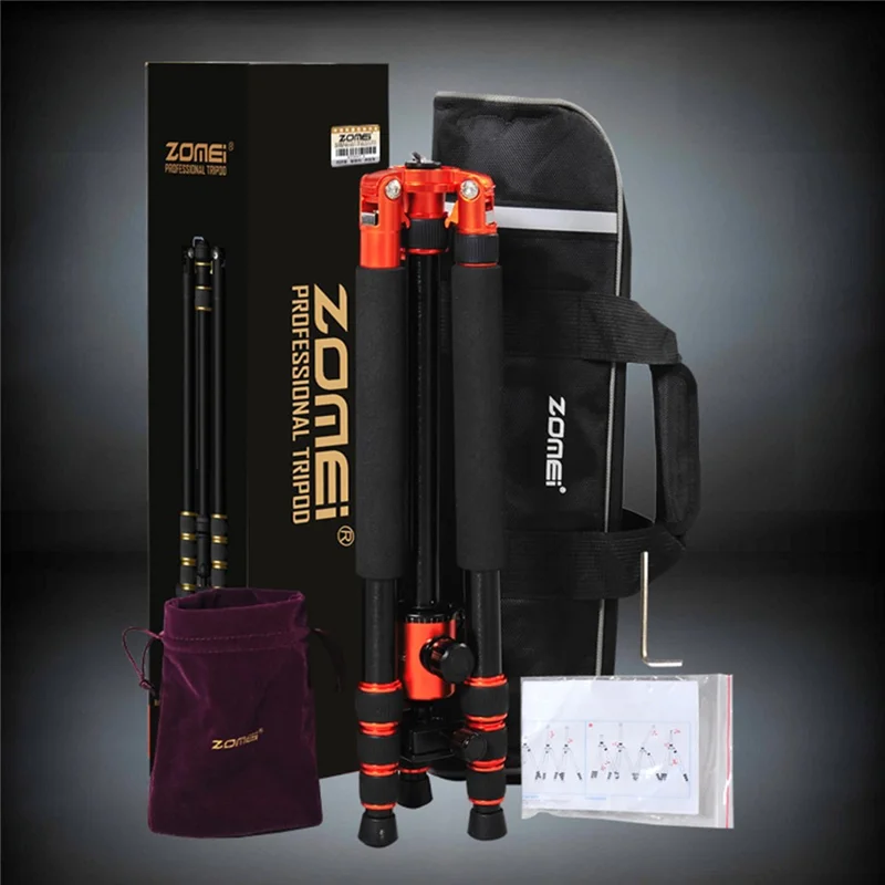 ZOMEI Z818 DSLR Camera Photography Tripod 4-Section Foldable Lightweight Alloy Stand - Black