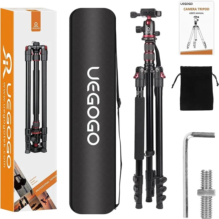 UEGOGO C11 Kamera-Stativ für Fotografie und Videoaufnahmen, Smartphone Live-Streaming Halterung - Schwarz+Rot
