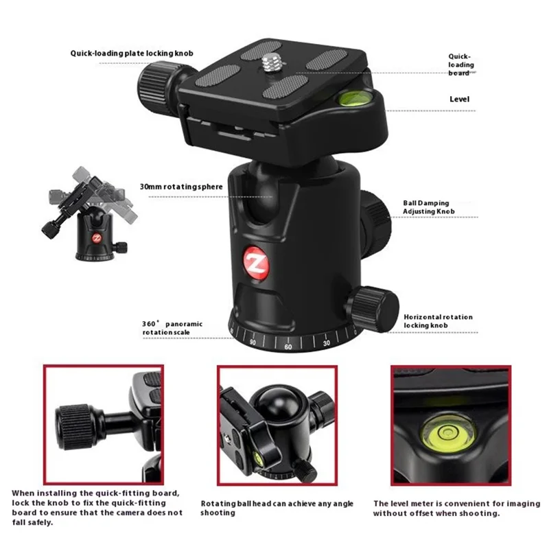 ZOMEI M8 Camera Tripod Magnesium Aluminum Alloy 4 Section DSLR Photography Support Stand