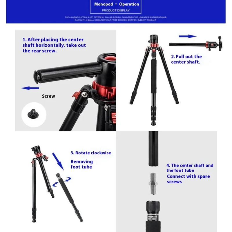 ZOMEI M8 Camera Tripod Magnesium Aluminum Alloy 4 Section DSLR Photography Support Stand