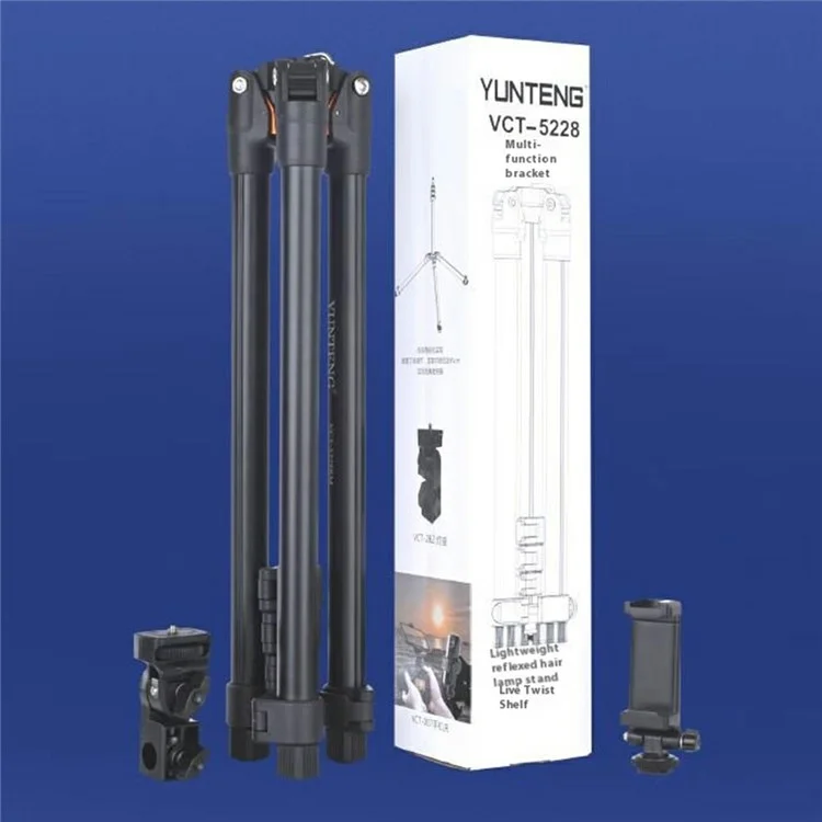 YUNTENG VCT-5228 Support Léger Portable pour Téléphone Vlog Photographie Streaming en Direct Trépied Extensible en Alliage d'Aluminium
