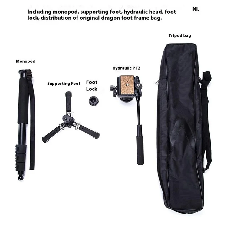 YUNTENG VCT-588 Extendable DSLR Camera Camcorder Hydraulic Fluid Gimbal Monopod with Support Foot