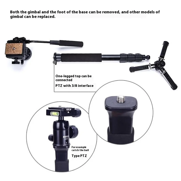 YUNTENG VCT-588 Extendable DSLR Camera Camcorder Hydraulic Fluid Gimbal Monopod with Support Foot