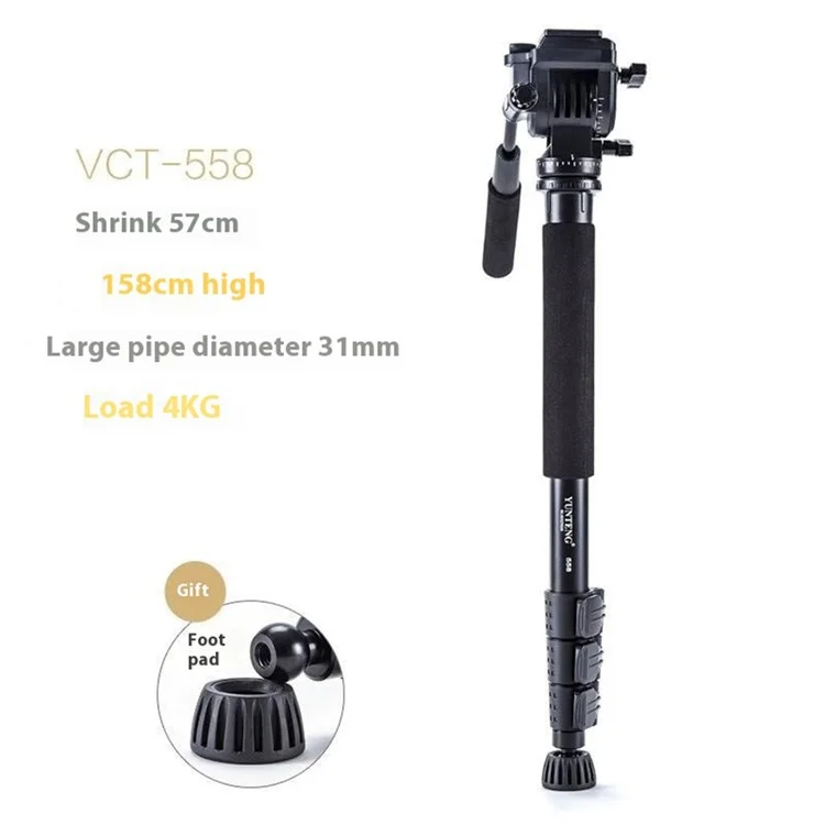 Yunteng VCT-558 Per Fotocamere Canon Nikon Sony, Monopiede Stabilizzatore Idraulico per Videocamere e Reflex