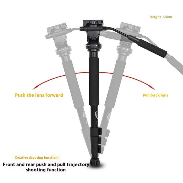 Yunteng VCT-558 Per Fotocamere Canon Nikon Sony, Monopiede Stabilizzatore Idraulico per Videocamere e Reflex