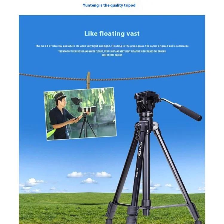 YUNTENG VCT-998RM Treppiede in alluminio per fotocamera DSLR Telecamera con testa panoramica con smorzamento idraulico