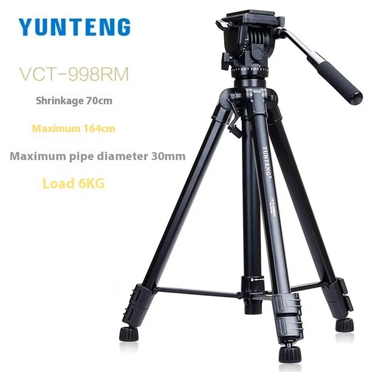 YUNTENG VCT-998RM Treppiede in alluminio per fotocamera DSLR Telecamera con testa panoramica con smorzamento idraulico