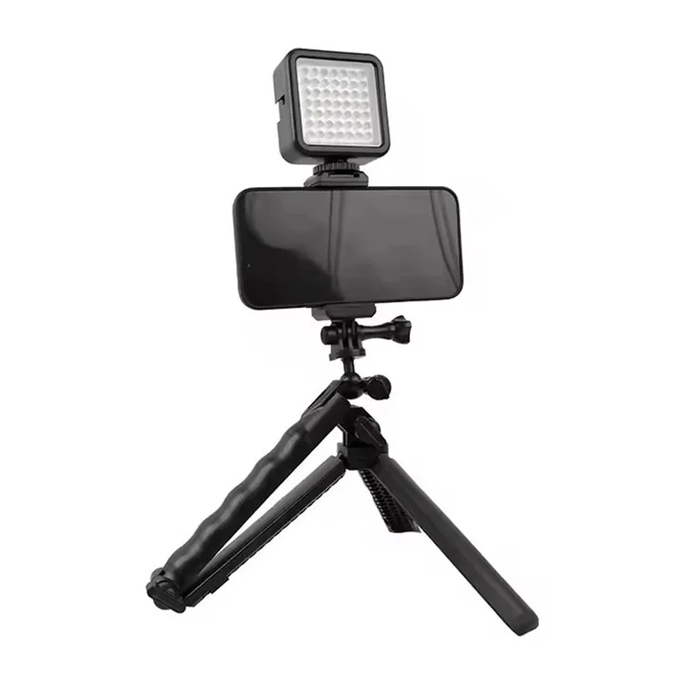C062 Bastone Selfie Pieghevole Treppiede Fotocamera d'Azione Braccio Regolabile in Tre Direzioni Supporto per Streaming Live di Telefono