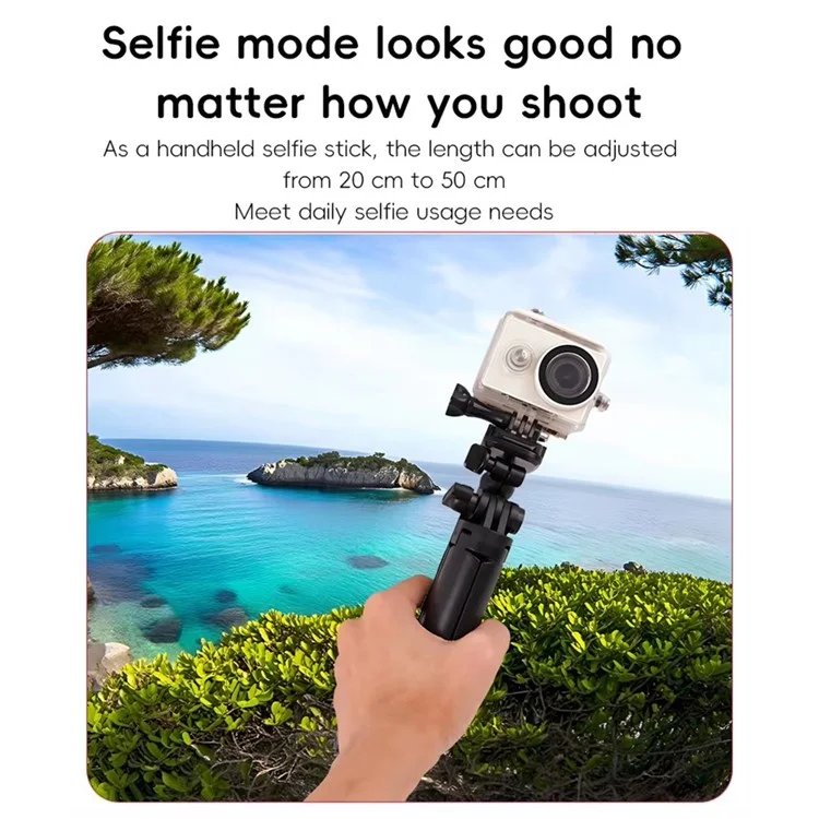 C062 Bastone Selfie Pieghevole Treppiede Fotocamera d'Azione Braccio Regolabile in Tre Direzioni Supporto per Streaming Live di Telefono