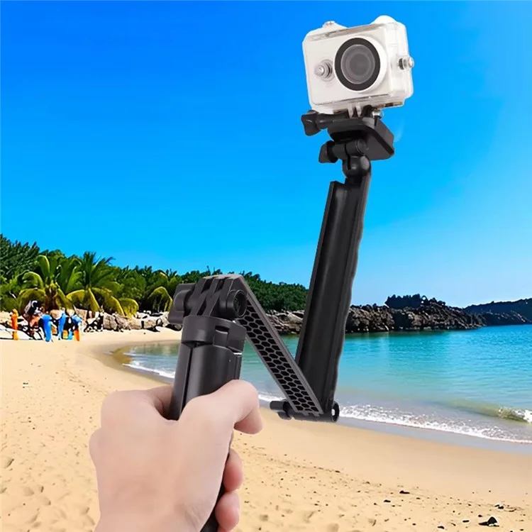 C062 Bastone Selfie Pieghevole Treppiede Fotocamera d'Azione Braccio Regolabile in Tre Direzioni Supporto per Streaming Live di Telefono