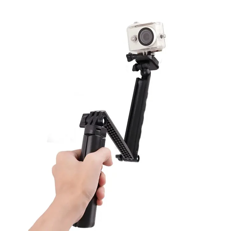 C062 Bastone Selfie Pieghevole Treppiede Fotocamera d'Azione Braccio Regolabile in Tre Direzioni Supporto per Streaming Live di Telefono
