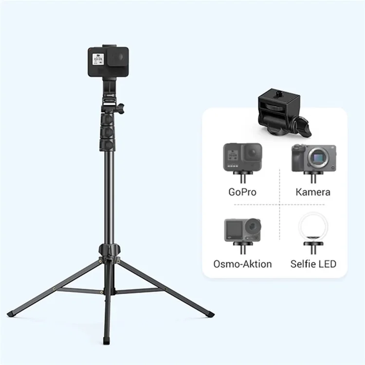 UGREEN 90235 Trípode Extensible de 1,71 m de Aleación de Aluminio Plegable para Gopro / Teléfono Móvil