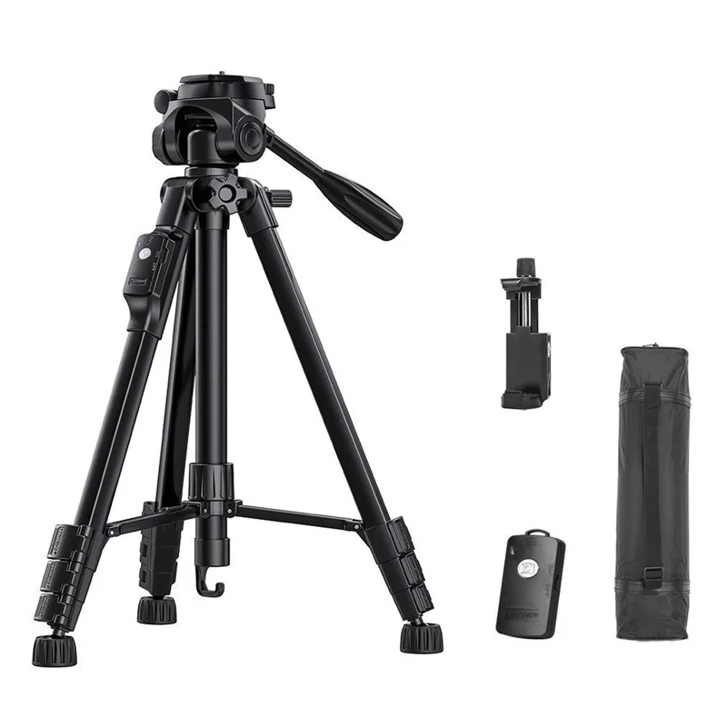 Trípode YUNTENG VCT-669 con Soporte para Cámara y Smartphone, Compatible con Bluetooth, para Grabación de Vlogs, Streaming en Vivo y Vídeos