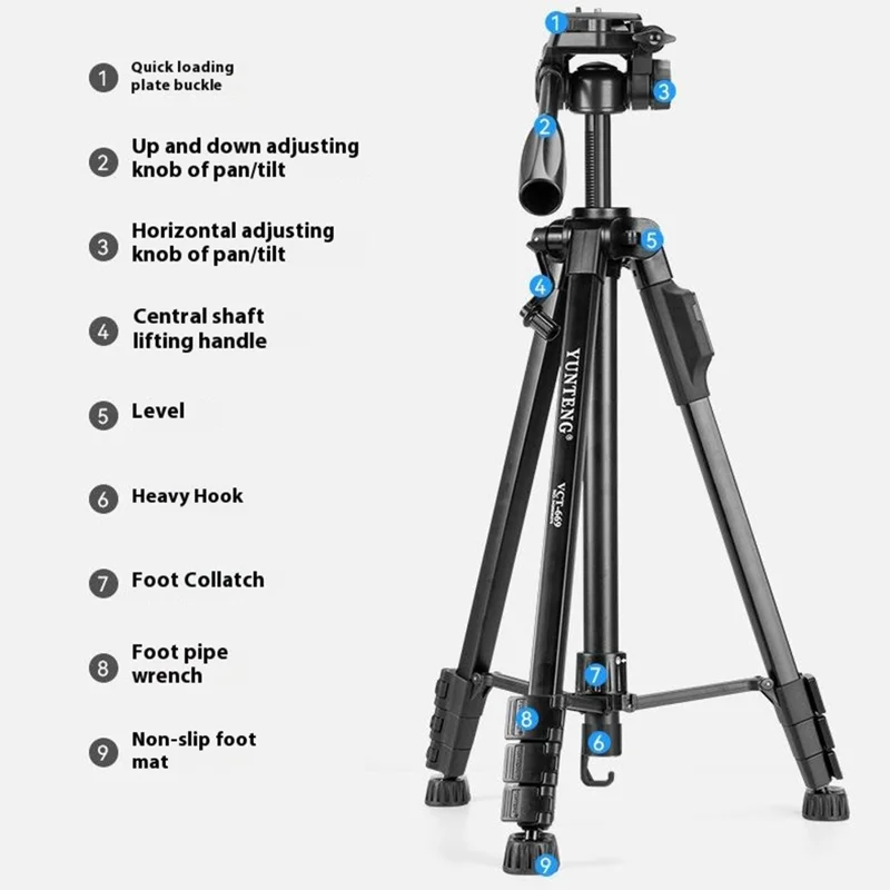 Trípode YUNTENG VCT-669 con Soporte para Cámara y Smartphone, Compatible con Bluetooth, para Grabación de Vlogs, Streaming en Vivo y Vídeos