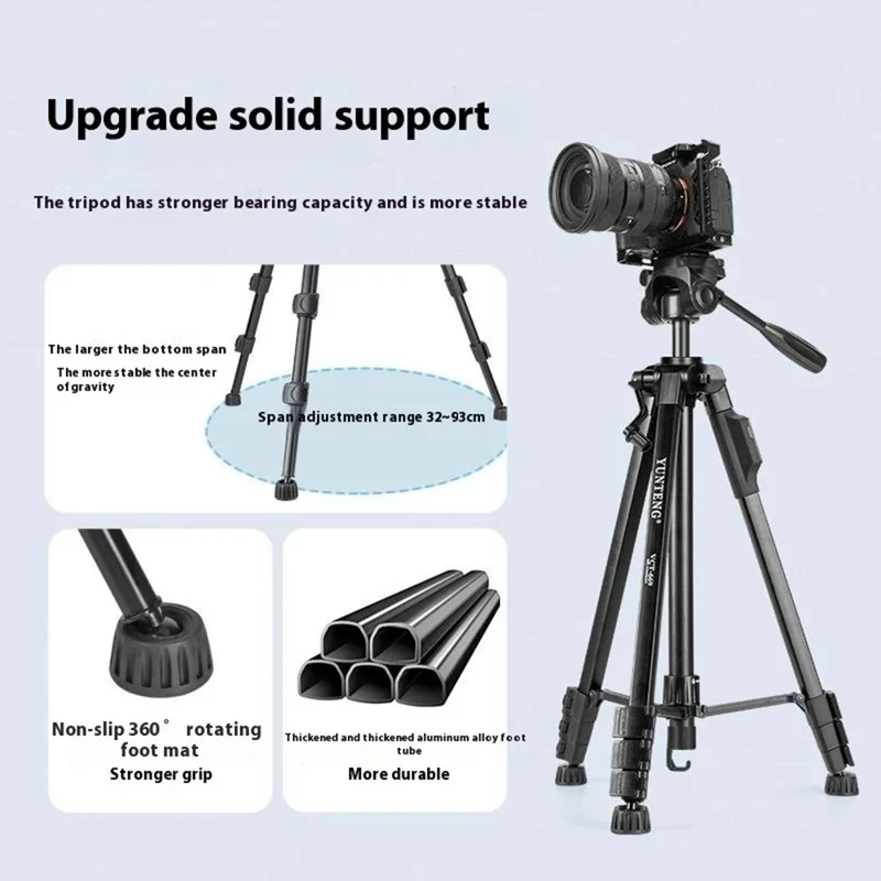 Trípode YUNTENG VCT-669 con Soporte para Cámara y Smartphone, Compatible con Bluetooth, para Grabación de Vlogs, Streaming en Vivo y Vídeos