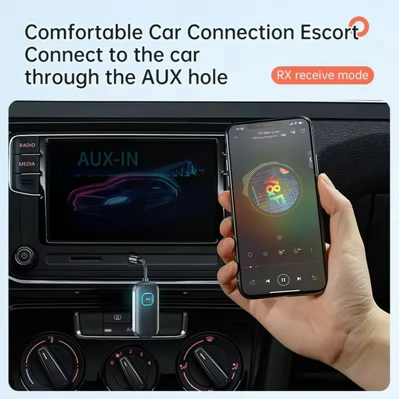 C49 Ricevitore e Trasmettitore 2 in 1 APTX Adattatore Wireless Bluetooth 5.2 Vivavoce con Jack Aux 3,5 mm